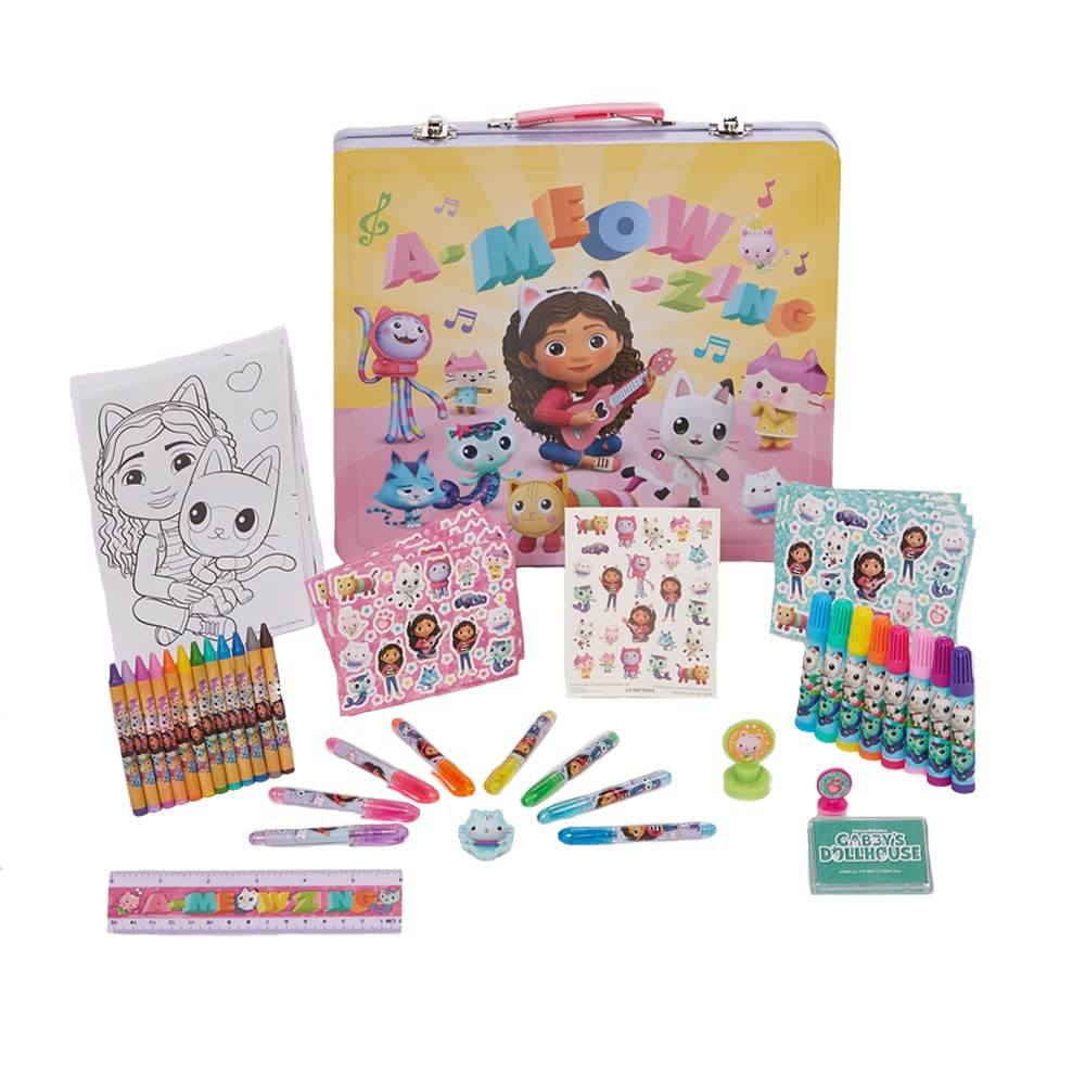 Innovative Designs DreamWorks Gabby’s Dollhouse Deluxe Activity Set with Carrying Tin – Complete Kids Art Kit