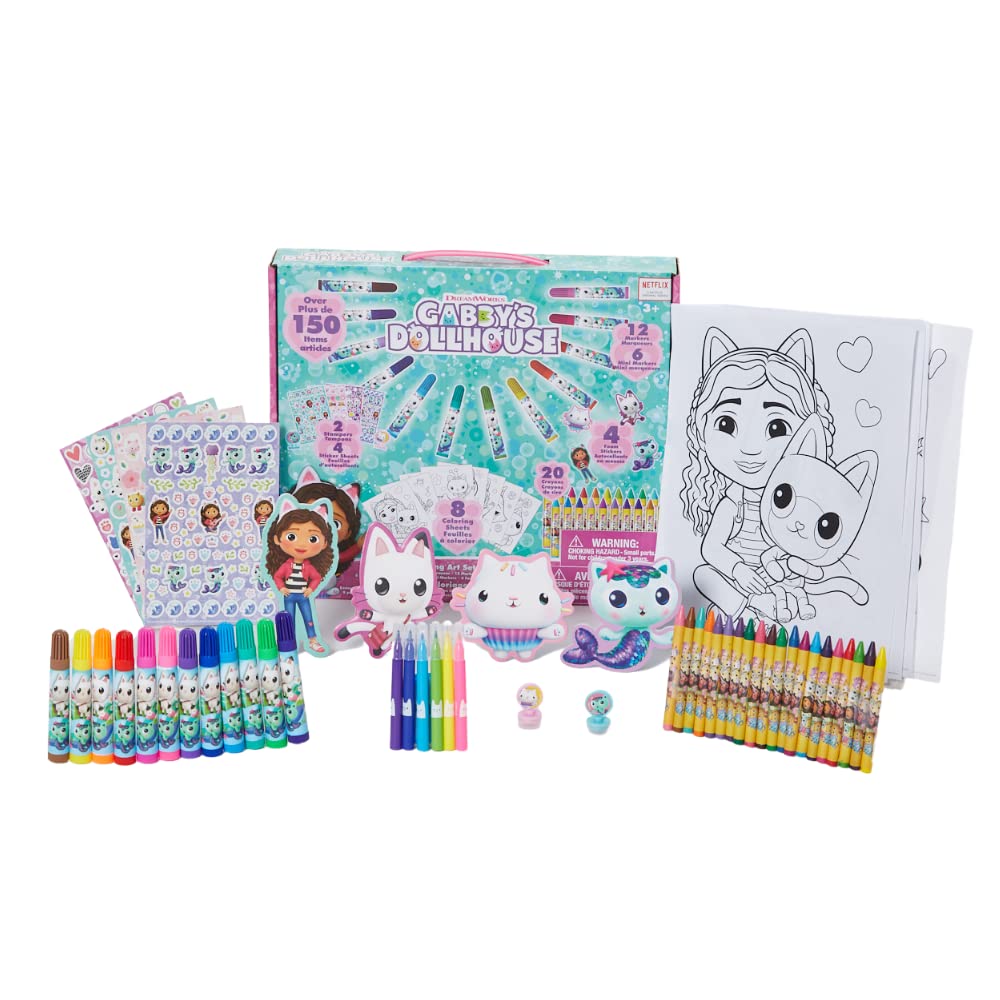 Gabby's Dollhouse Coloring Art Set for Kids – Stickers & Stampers | 150+ Pieces | Innovative Designs