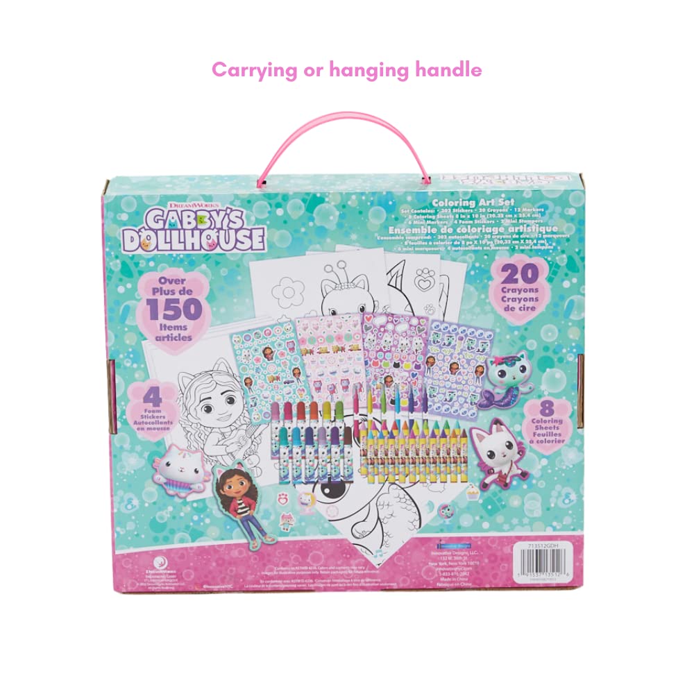 Gabby's Dollhouse Coloring Art Set for Kids – Stickers & Stampers | 150+ Pieces | Innovative Designs