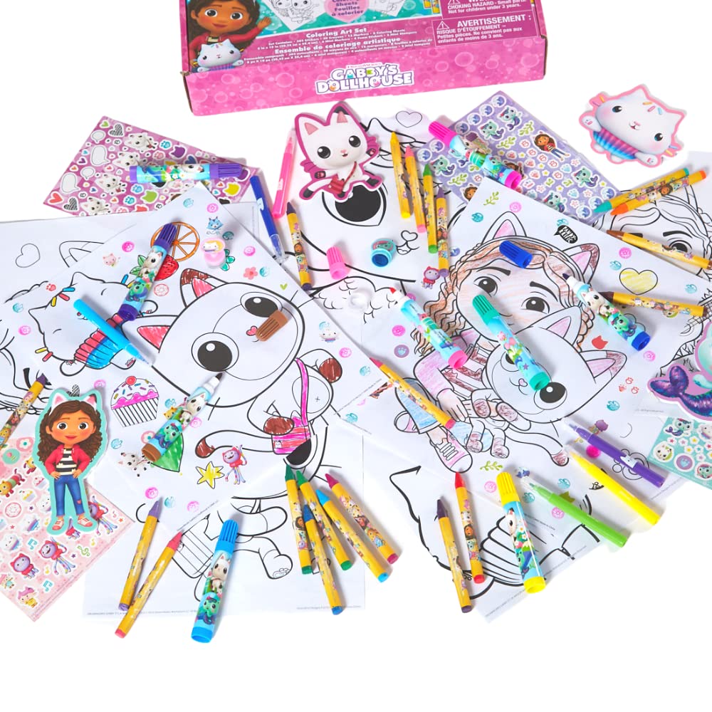 Gabby's Dollhouse Coloring Art Set for Kids – Stickers & Stampers | 150+ Pieces | Innovative Designs