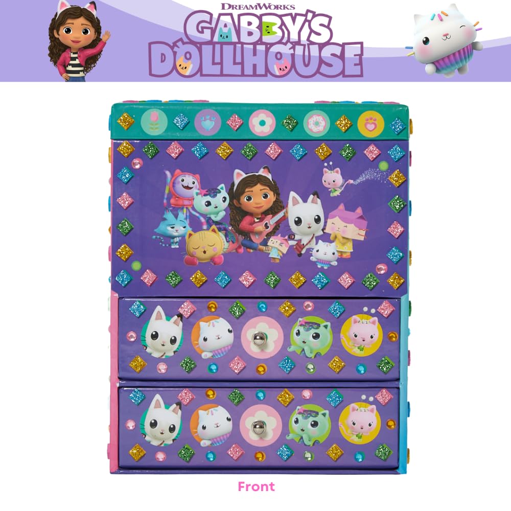 Innovative Designs Gabby's Dollhouse DIY Jewelry Box – Mosaic Box, Adhesive Gems & 3D Foam Sticker Kit