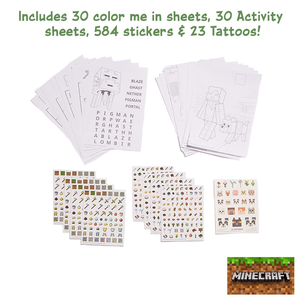 Innovative Designs Minecraft Deluxe Kids Activity Set – Carry Tin, Coloring Sheets & More