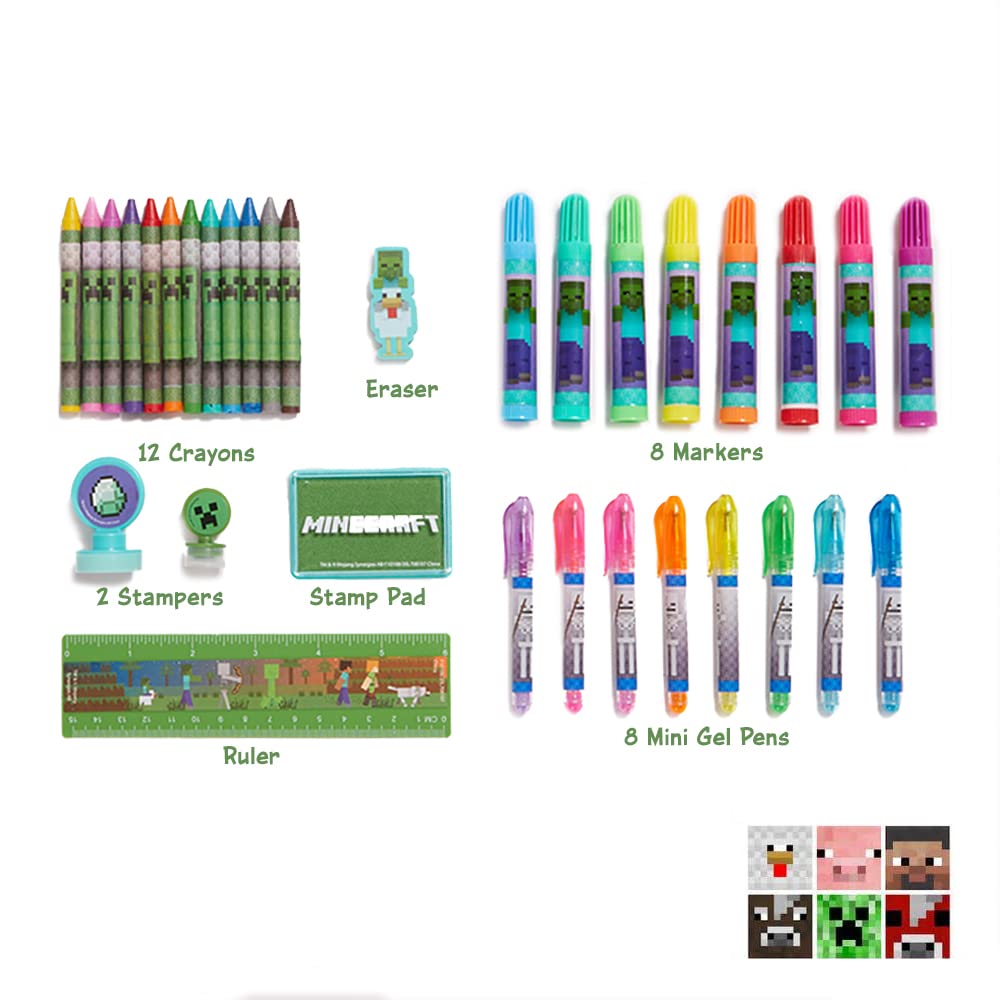 Innovative Designs Minecraft Deluxe Kids Activity Set – Carry Tin, Coloring Sheets & More