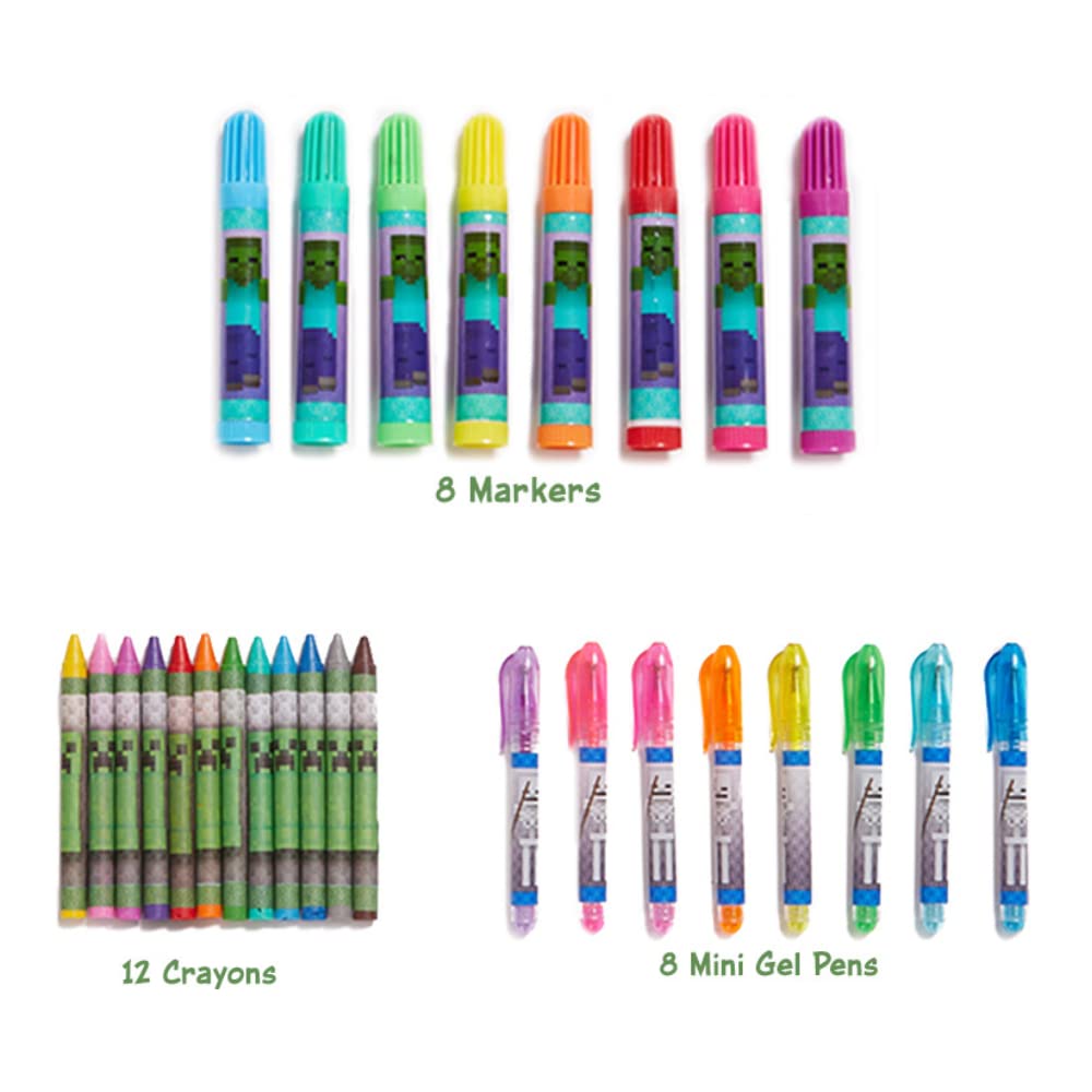 Innovative Designs Minecraft Deluxe Kids Activity Set – Carry Tin, Coloring Sheets & More