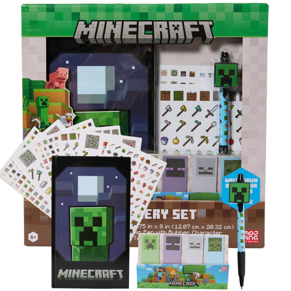 Innovative Designs Minecraft Stationery Set — Journal, Stickers & Pen for Kids