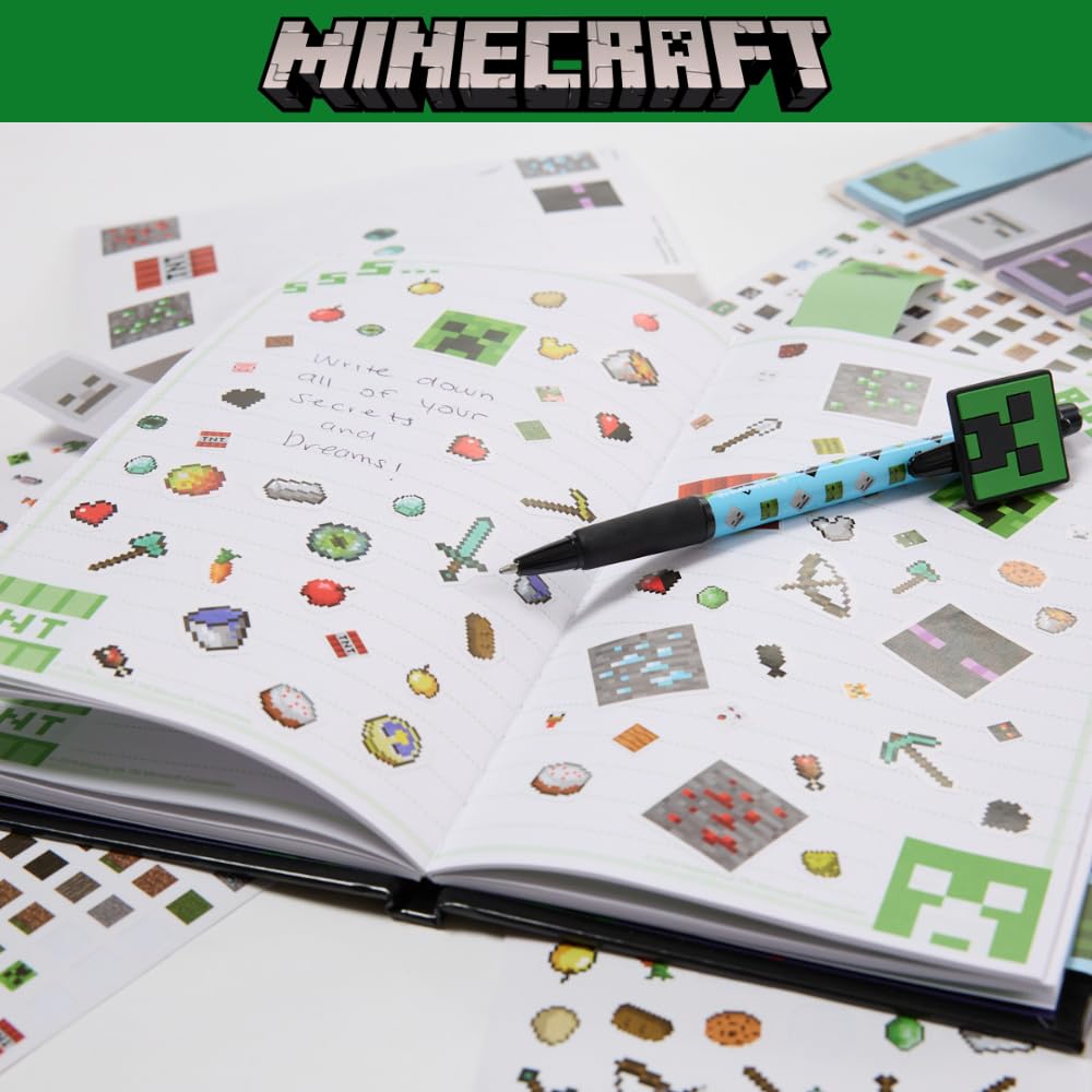 Innovative Designs Minecraft Stationery Set — Journal, Stickers & Pen for Kids