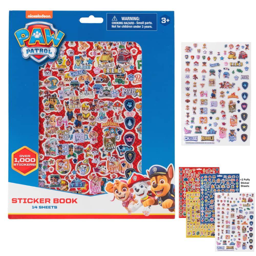 Nickelodeon Paw Patrol Sticker Book Set – 14 Sheets, 1200+ Puffy & Regular Stickers | Innovative Designs
