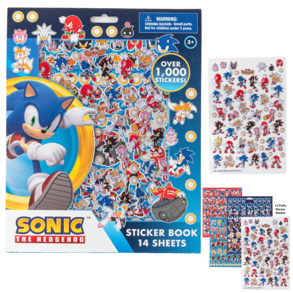 Sonic Sticker Book Set – 14 Sheets, 1200+ Puffy Stickers | Innovative Designs