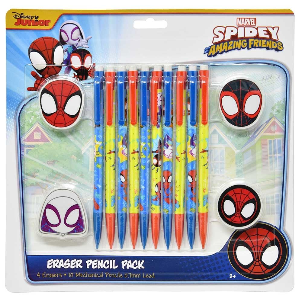 Innovative Designs Spidey and His Amazing Friends Eraser Pencil Pack – 10 Pencils + 4 Erasers