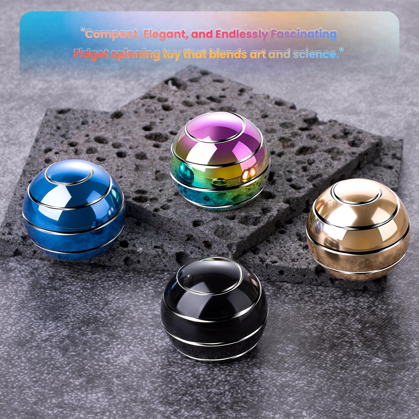 INOVASHON Fidget Spinner Desktop Toy — Kinetic Spin, Optical Illusion (1.54in, Black)