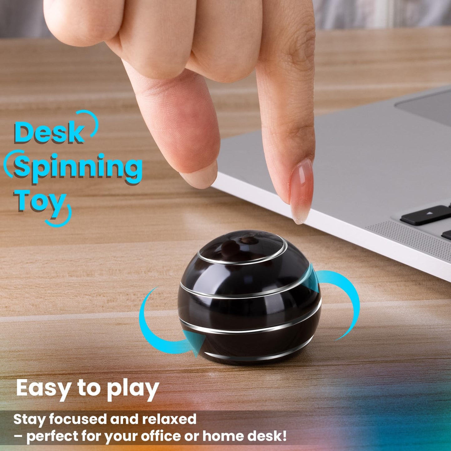 INOVASHON Fidget Spinner Desktop Toy — Kinetic Spin, Optical Illusion (1.54in, Black)