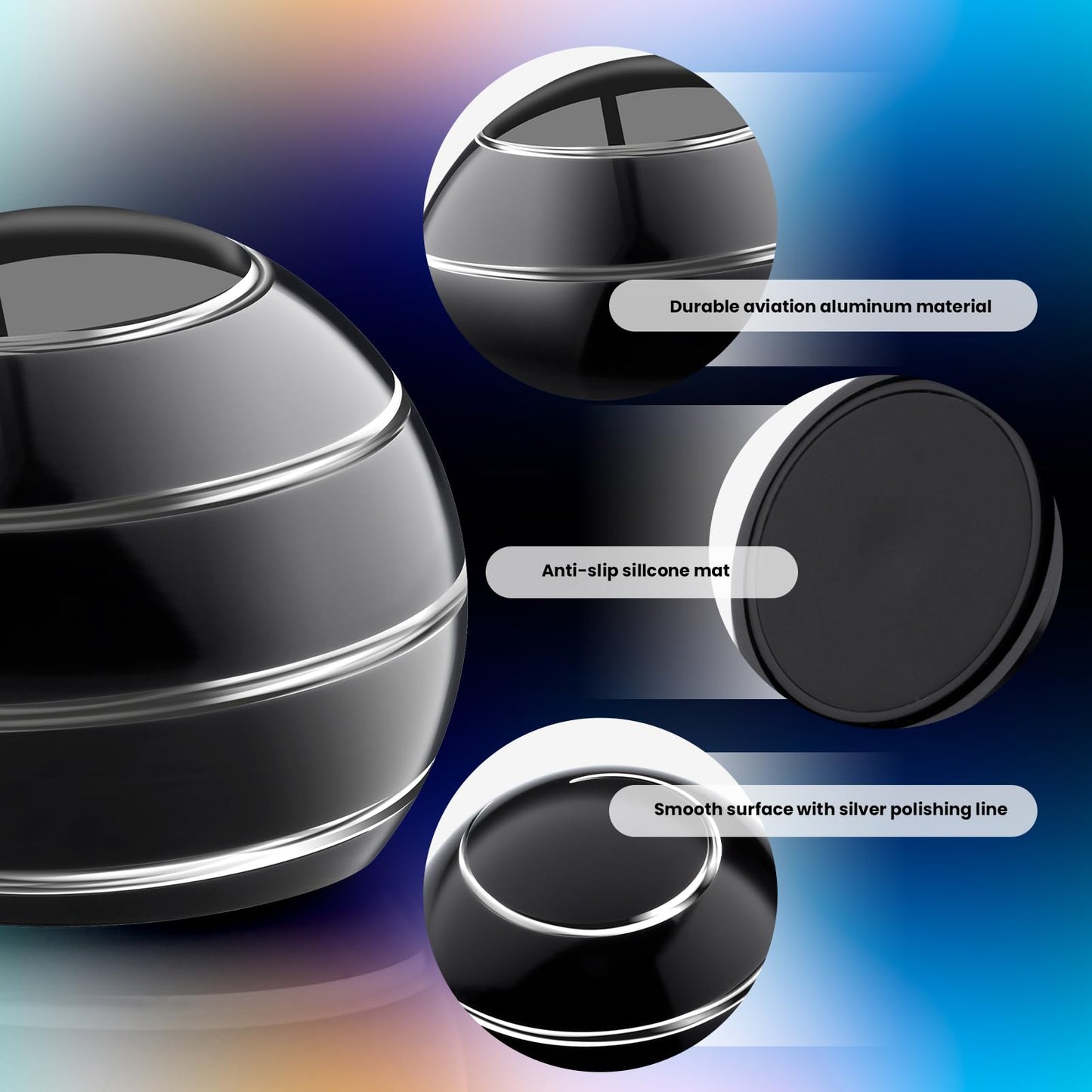 INOVASHON Fidget Spinner Desktop Toy — Kinetic Spin, Optical Illusion (1.54in, Black)