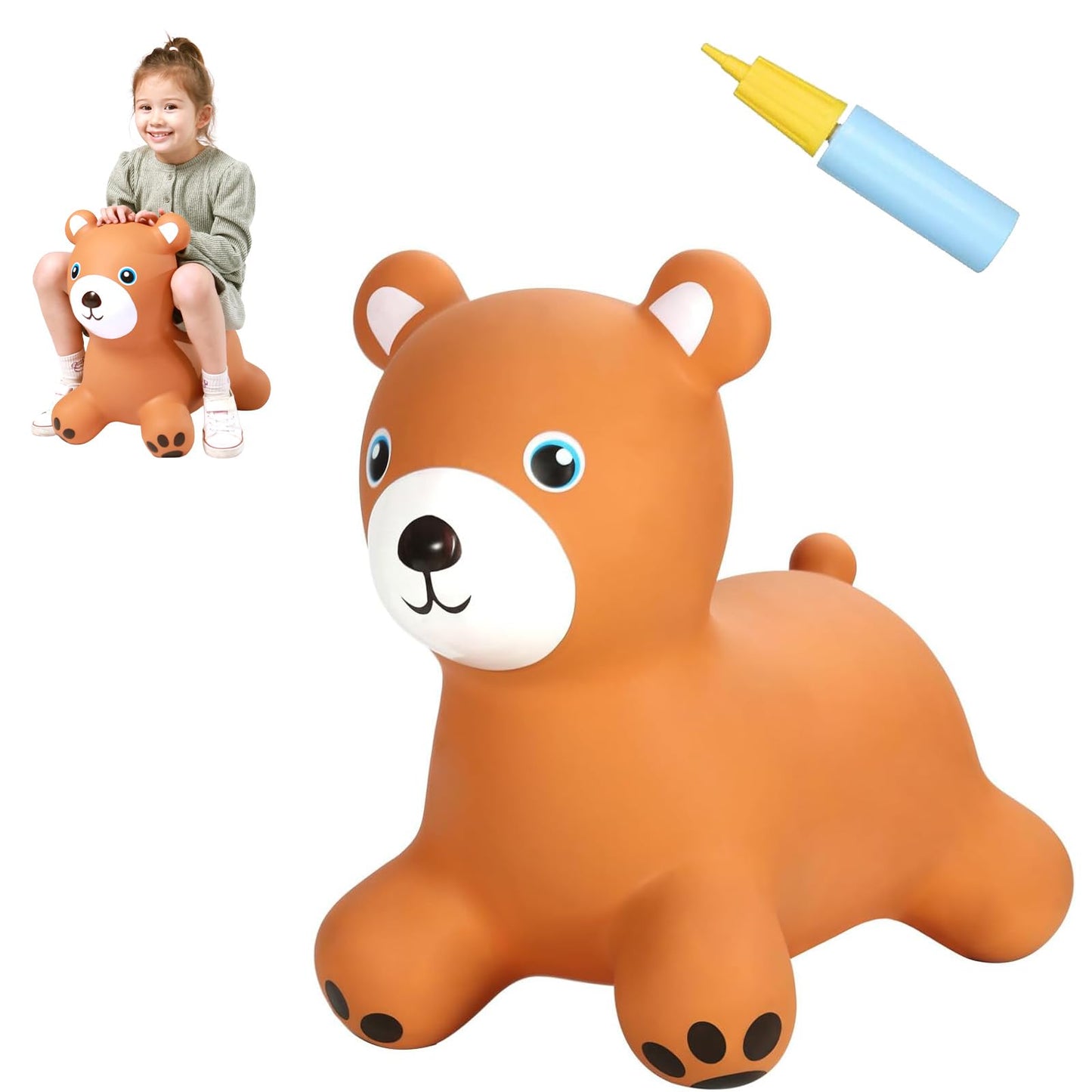 INPANY Bear Hopper Toy – Toddler Bouncy Animal Ride-On for Indoor & Outdoor Fun