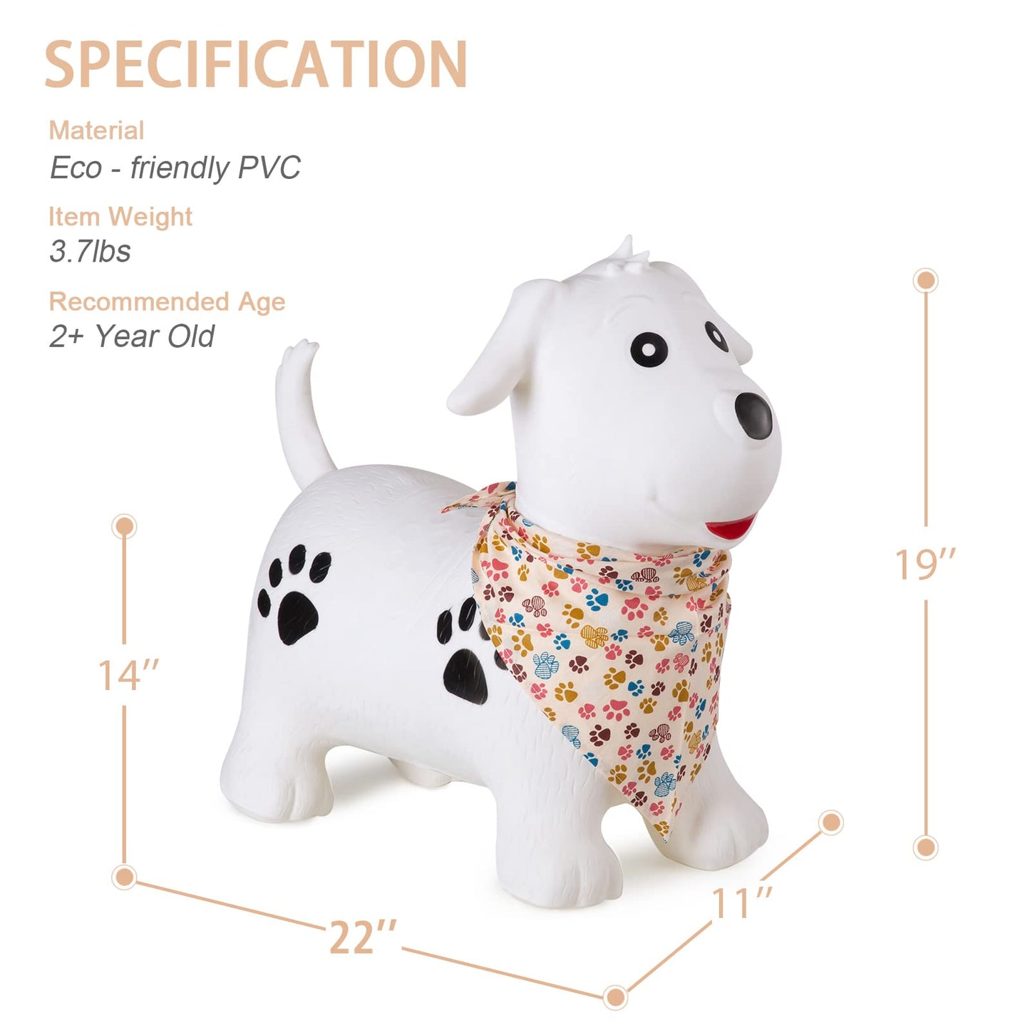 INPANY Bouncy Dog Hopper Toy for Toddlers – Indoor/Outdoor Ride-On Animal