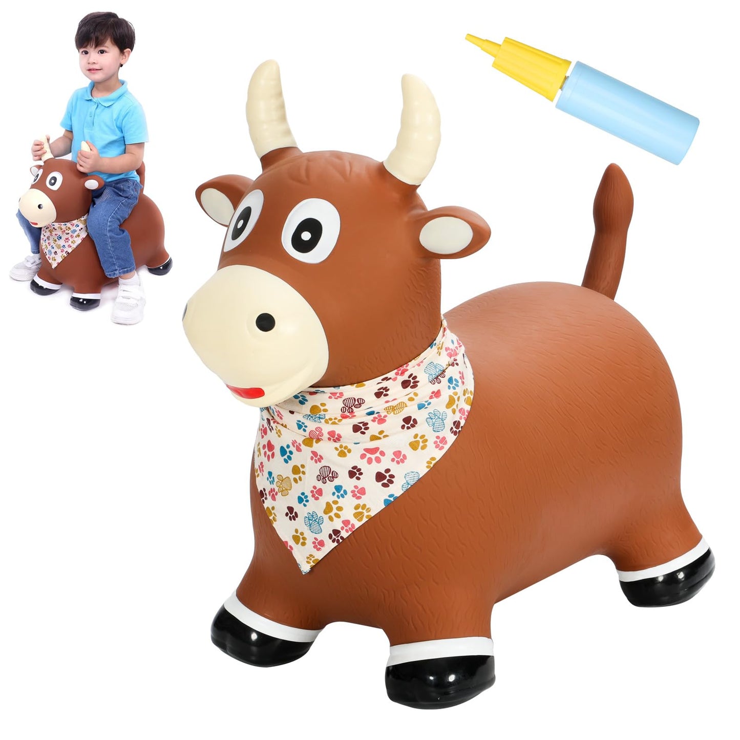 INPANY Bouncy Bull Farm Animal Hopping Toys – Toddler Cow Hopper & Horse Jumping Toy