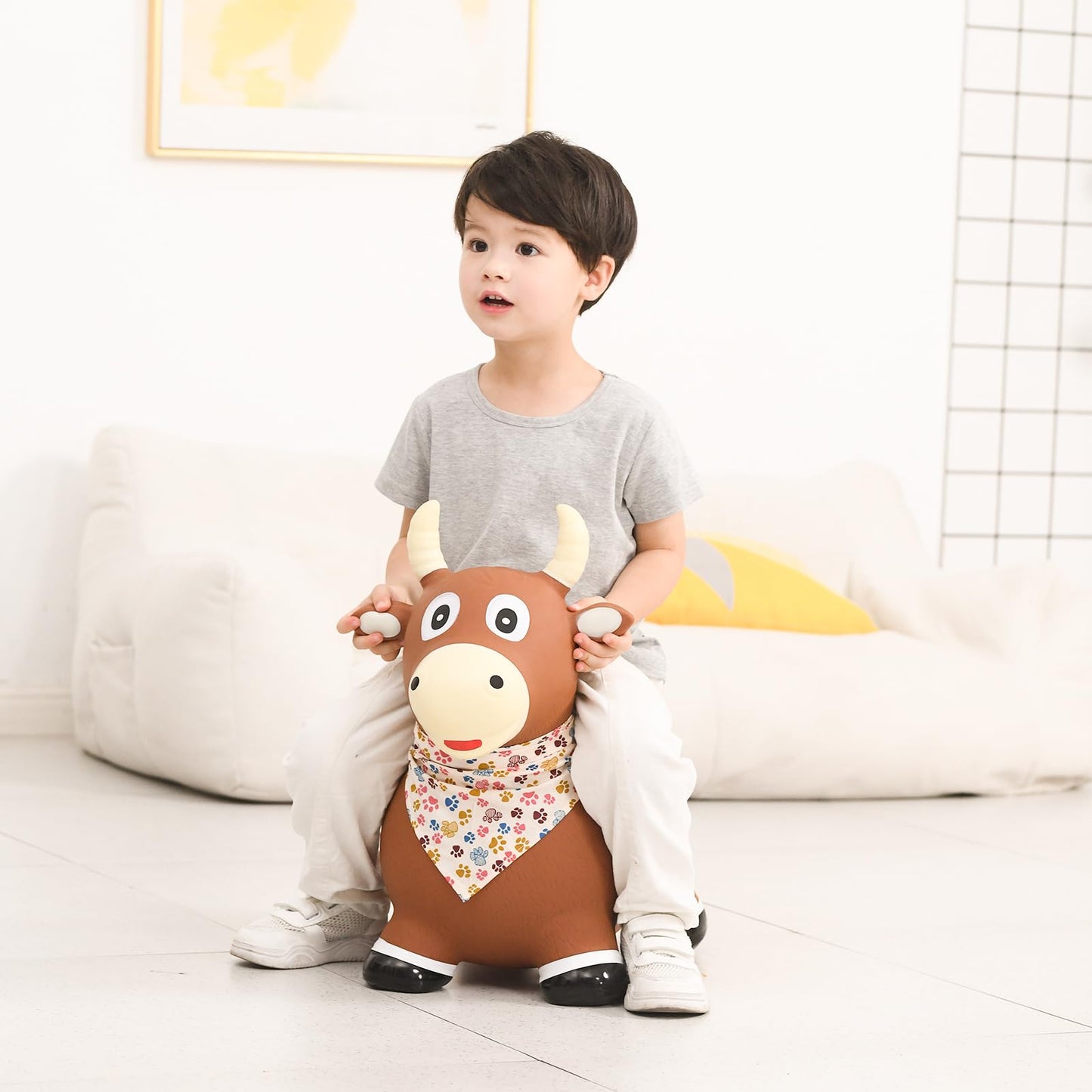 INPANY Bouncy Bull Farm Animal Hopping Toys – Toddler Cow Hopper & Horse Jumping Toy