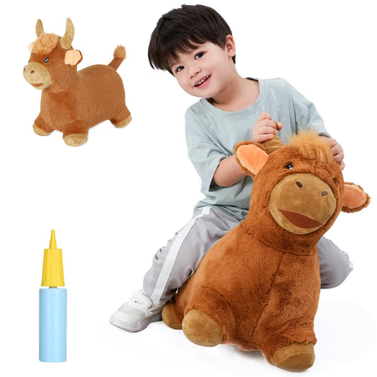 INPANY Bouncy Bull Hopping Toys - Toddler Plush Cow Hopper for 2-4 Year Olds | Indoor/Outdoor Ride-On