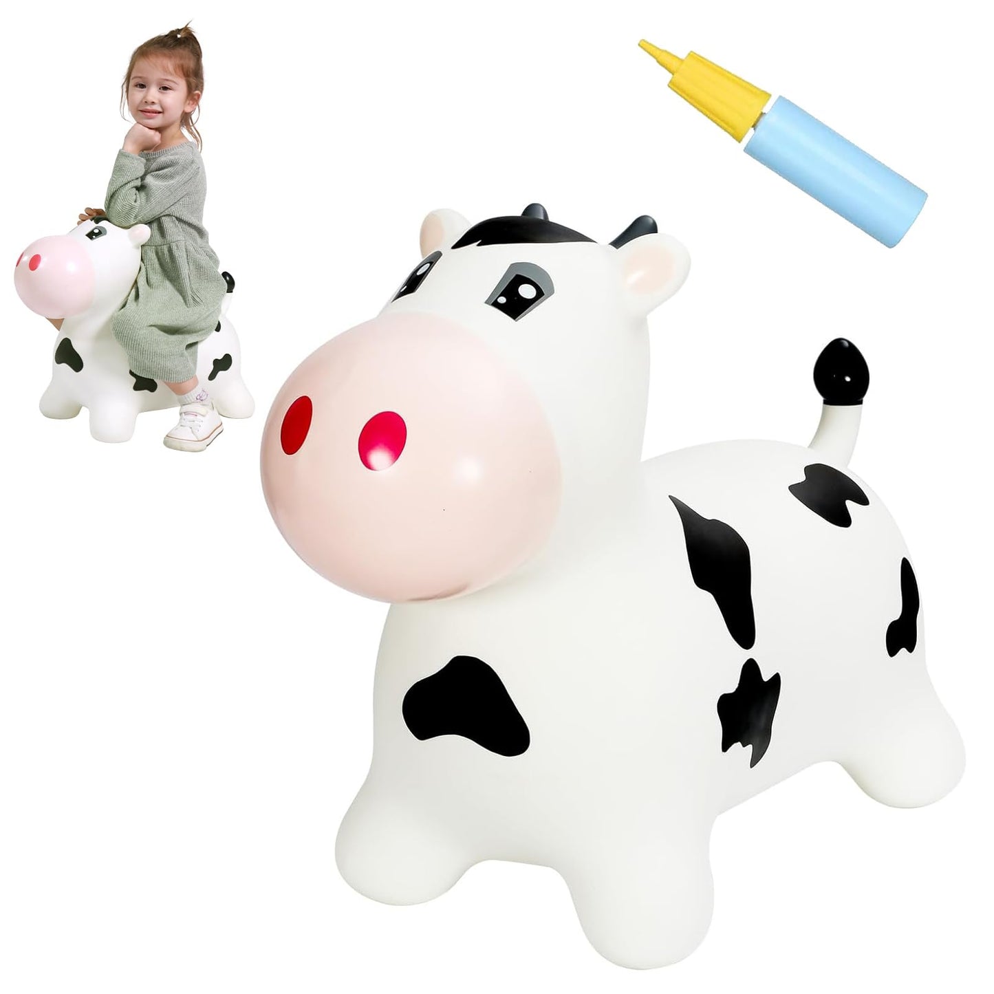 INPANY Bouncy Cow Hopper Toy for Toddlers – Inflatable Ride-On for Indoor & Outdoor Play