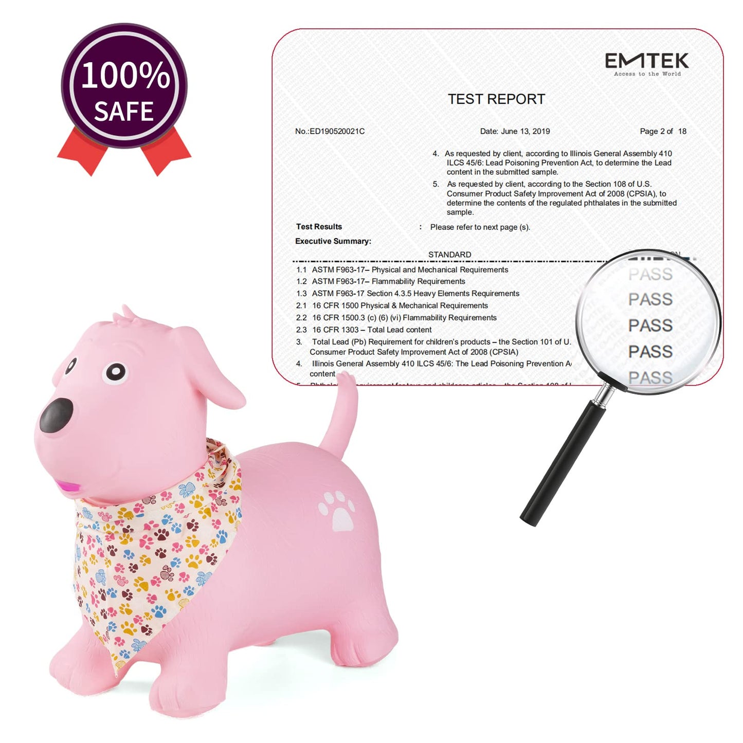 INPANY Bouncy Dog Hopper for Toddlers – Inflatable Ride-On Toy with Pump Included