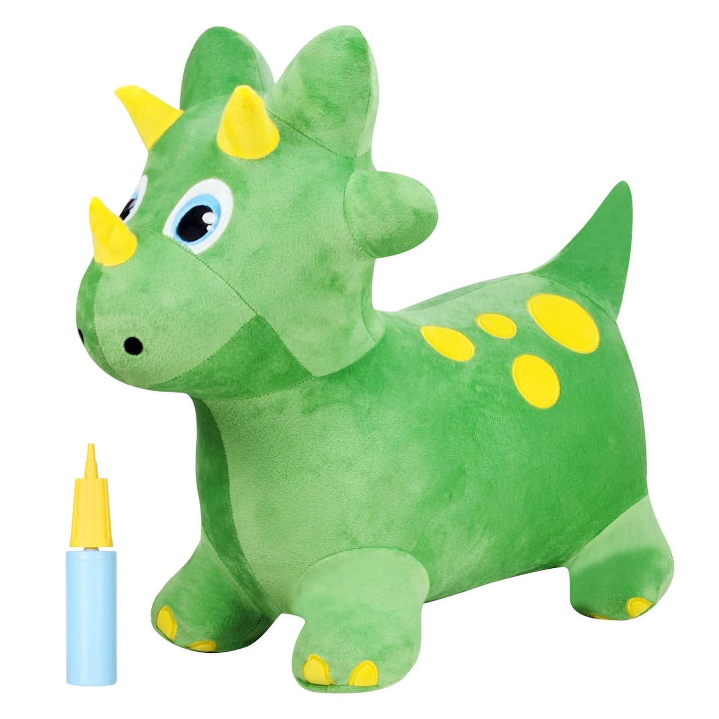 INPANY Bouncy Dinosaur Hopper Toy – Plush Triceratops Ride-On for Toddlers