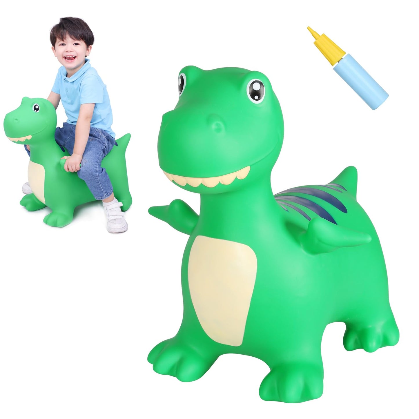 INPANY Bouncy Horse Dinosaur Hopper Toy for Toddlers – Indoor/Outdoor Ride-On Inflatable Bouncer