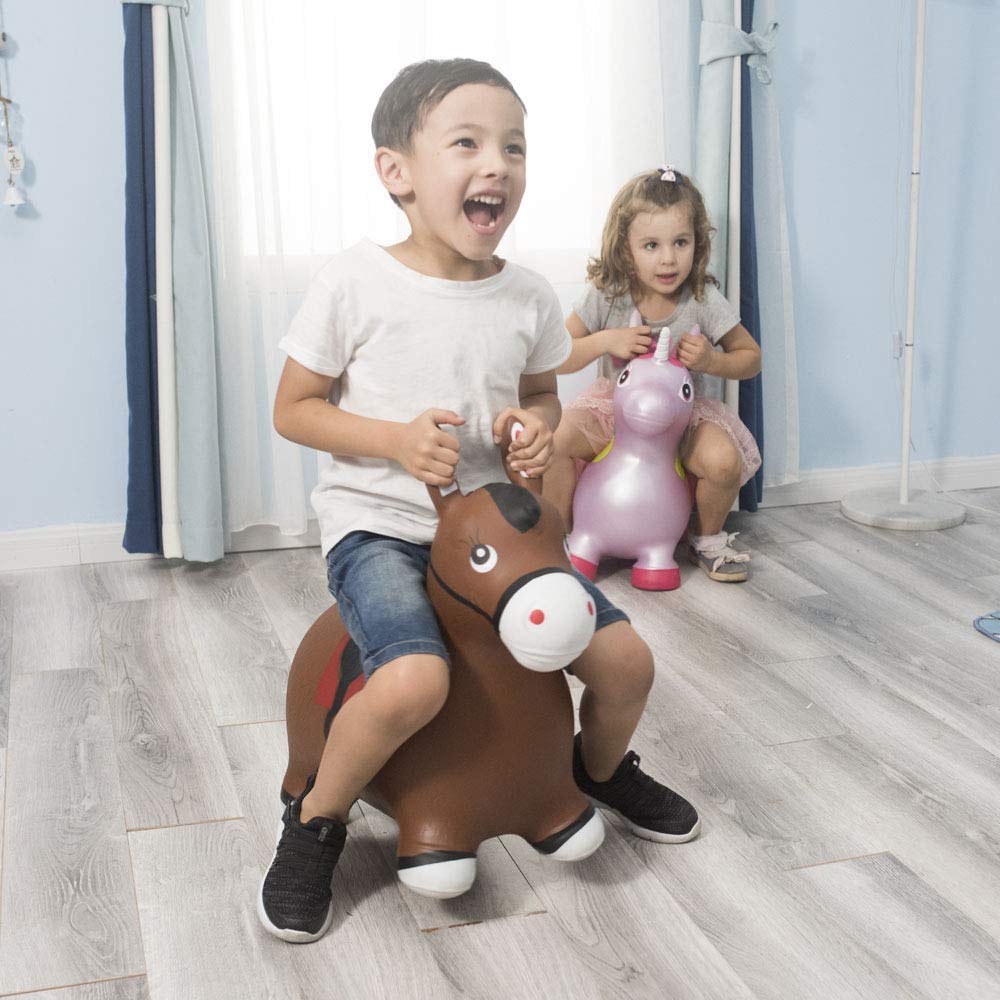 INPANY Bouncy Horse Hopper Toy – Ride-On Farm Animal for Toddlers 2-4