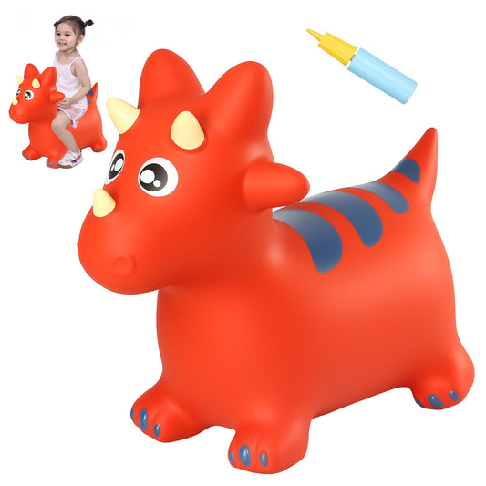 INPANY Bouncy Horse and Dinosaur Hopper – Durable Inflatable Toddler Bouncer for Indoor and Outdoor Play (Red)
