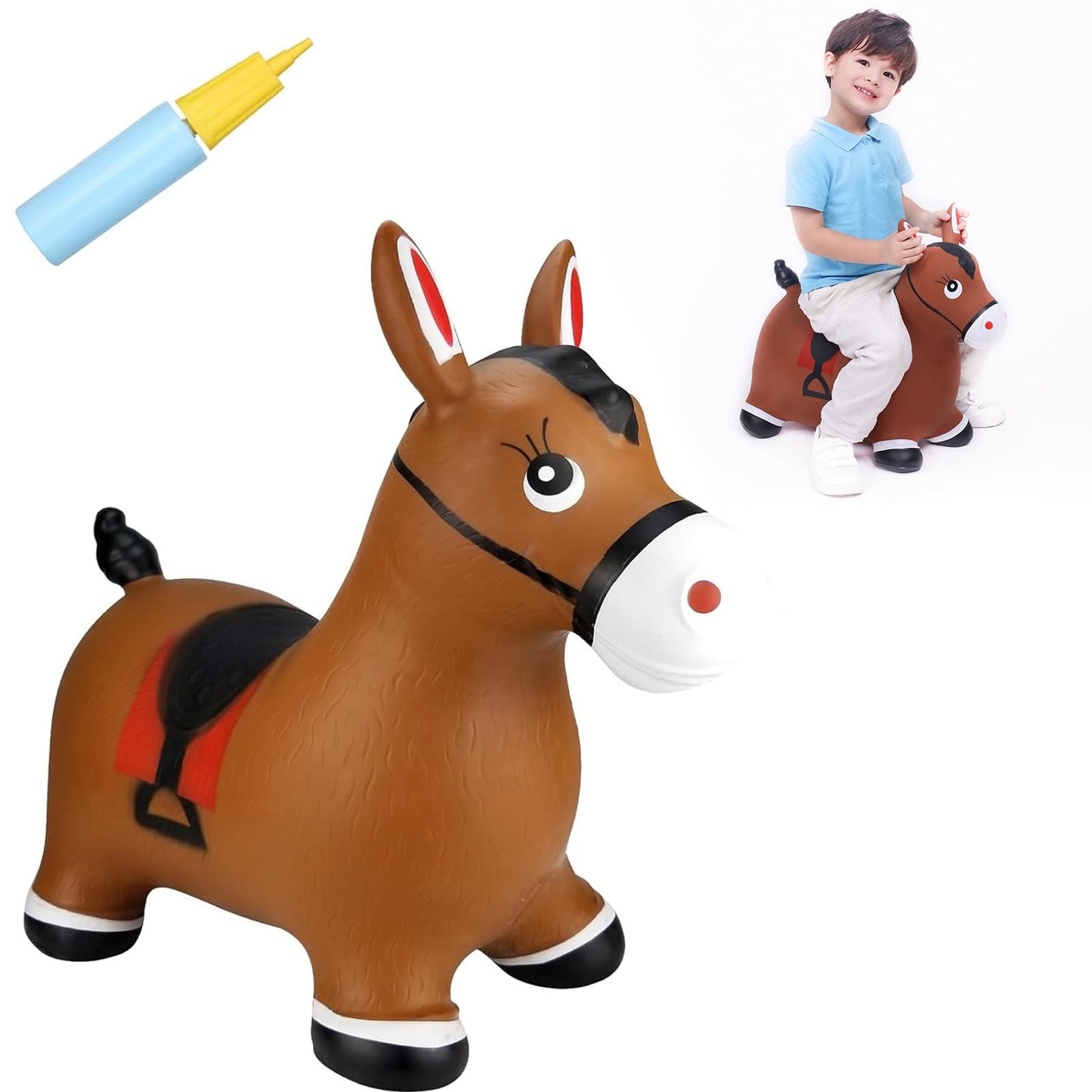 INPANY Bouncy Horse Hopper Toy – Ride-On Farm Animal for Toddlers 2-4