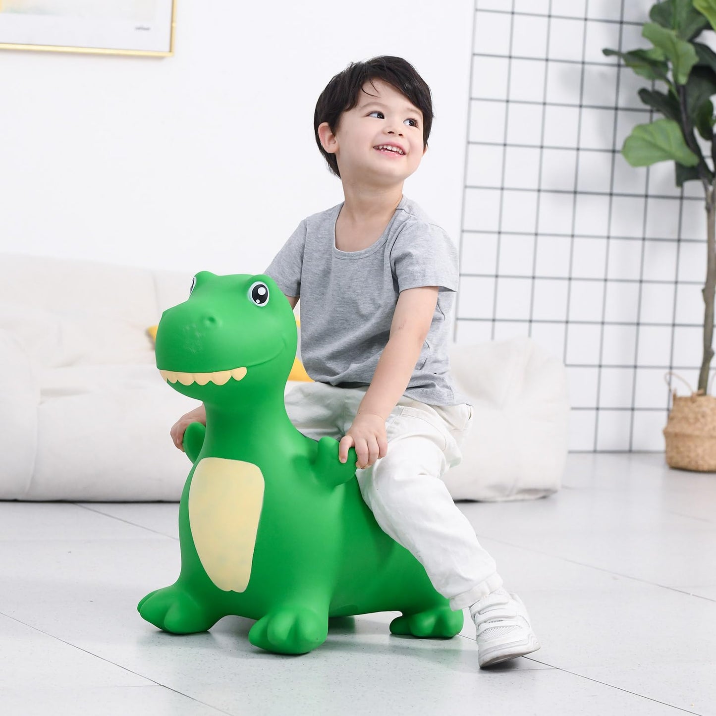 INPANY Bouncy Horse Dinosaur Hopper Toy for Toddlers – Indoor/Outdoor Ride-On Inflatable Bouncer