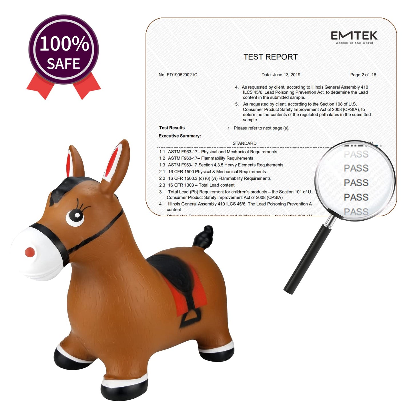 INPANY Bouncy Horse Hopper Toy – Ride-On Farm Animal for Toddlers 2-4