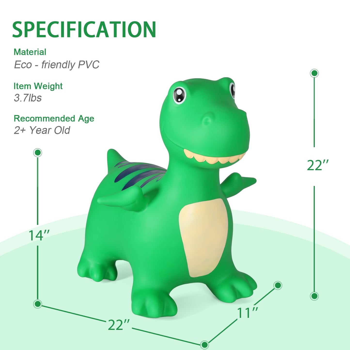 INPANY Bouncy Horse Dinosaur Hopper Toy for Toddlers – Indoor/Outdoor Ride-On Inflatable Bouncer