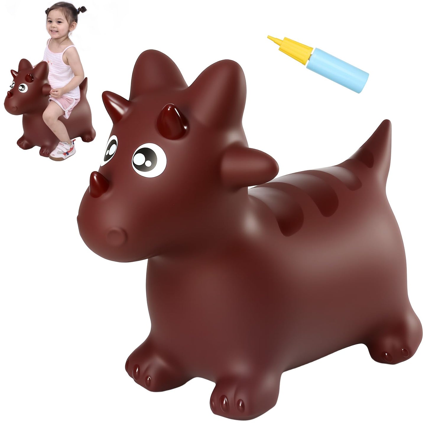 INPANY Bouncy Horse & Dinosaur Hopper — Inflatable Triceratops Ride-On for Toddlers (2–4 Years)