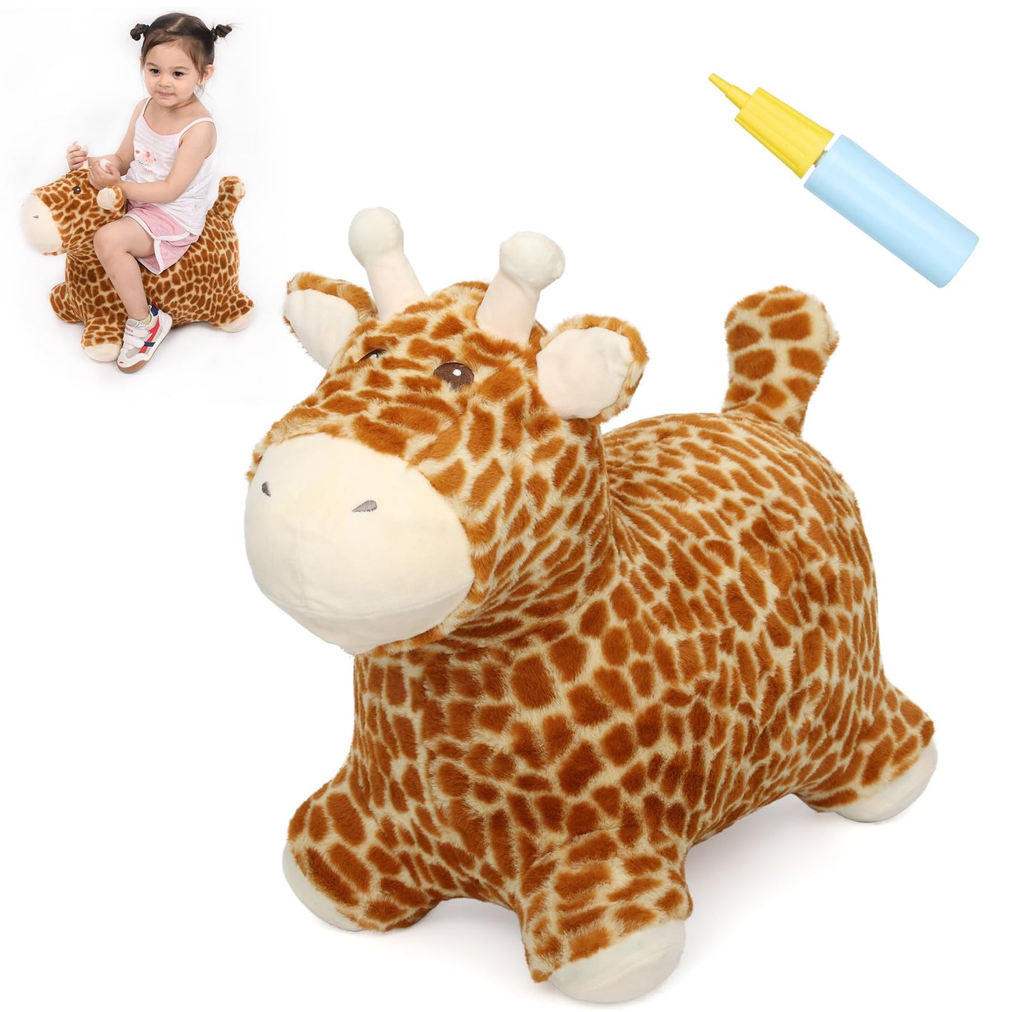INPANY Bouncy Horse & Giraffe Hopper Toys for Toddlers – Plush Ride-On Jumping Buddies