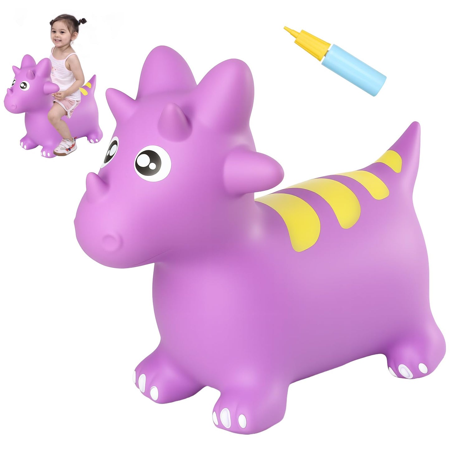 INPANY Bouncy Horse Dinosaur Hopper – Inflatable Toddler Ride-On (2–4 Yrs, Purple)