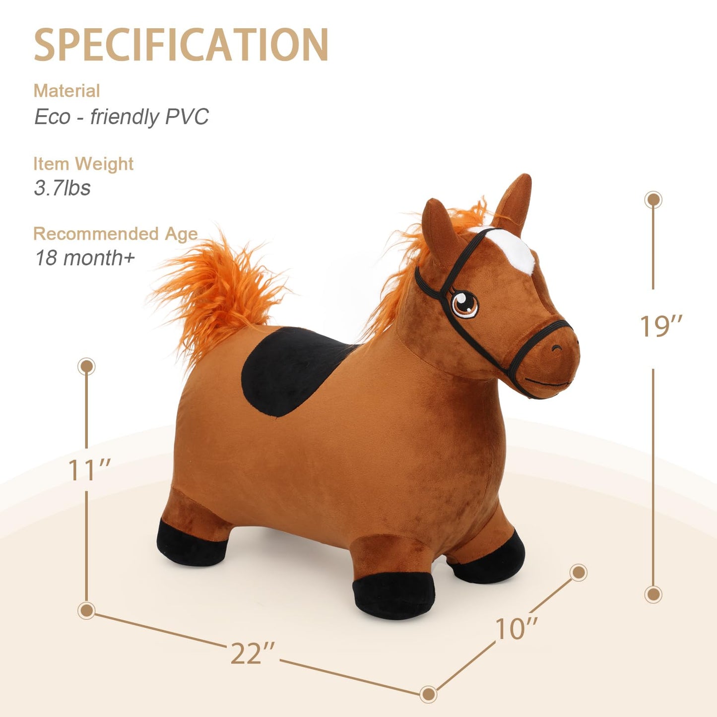 INPANY Bouncy Horse Toy for Toddlers – Plush Inflatable Hopper for Indoor & Outdoor Fun