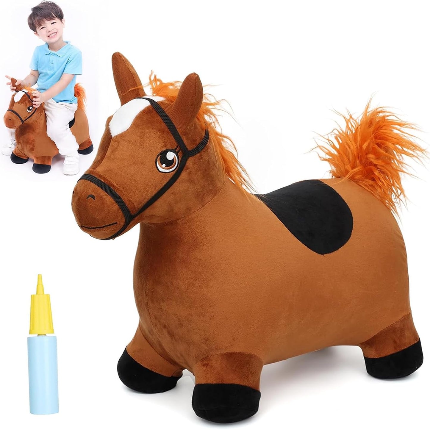 INPANY Bouncy Horse Toy for Toddlers – Plush Inflatable Hopper for Indoor & Outdoor Fun
