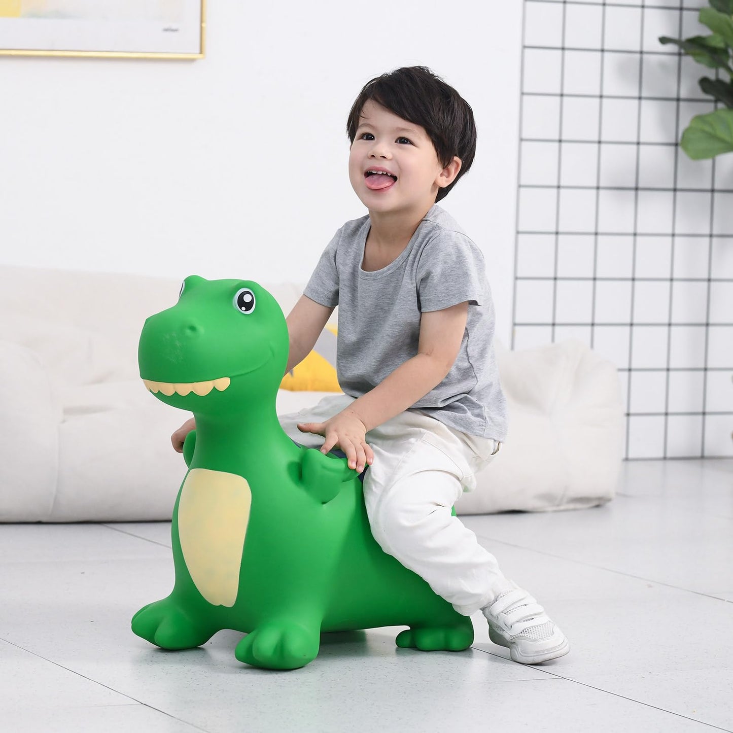 INPANY Bouncy Horse Dinosaur Hopper Toy for Toddlers – Indoor/Outdoor Ride-On Inflatable Bouncer
