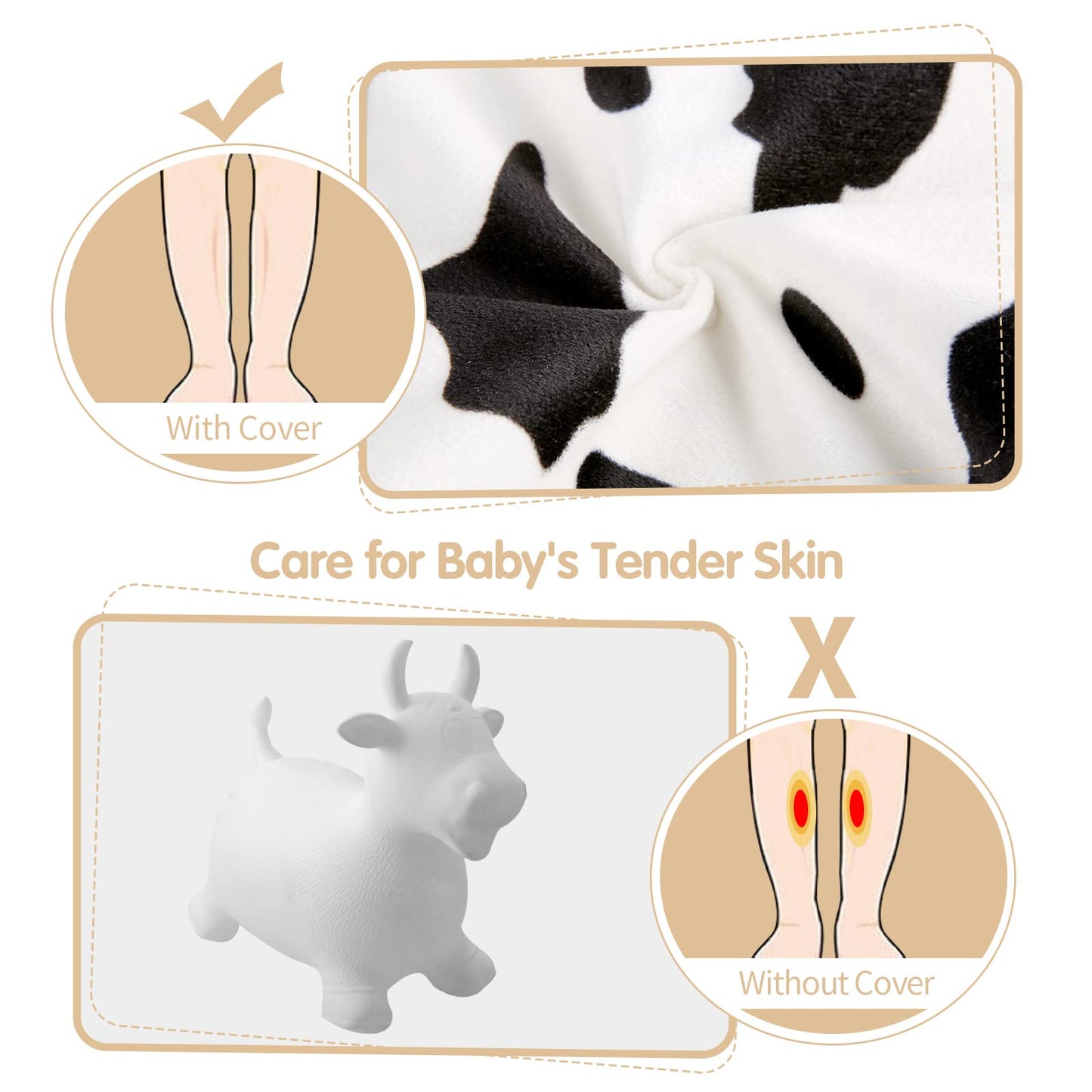 INPANY Bouncy Cow Hopper – Soft Plush Ride-On Toy for Toddlers | Indoor & Outdoor Fun