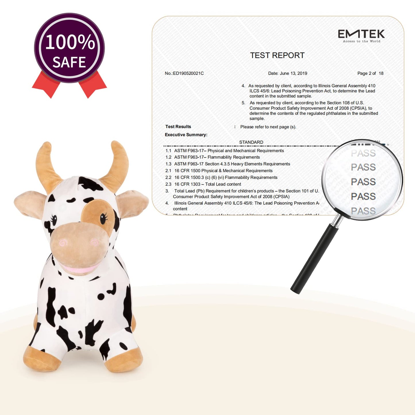 INPANY Bouncy Cow Hopper – Soft Plush Ride-On Toy for Toddlers | Indoor & Outdoor Fun