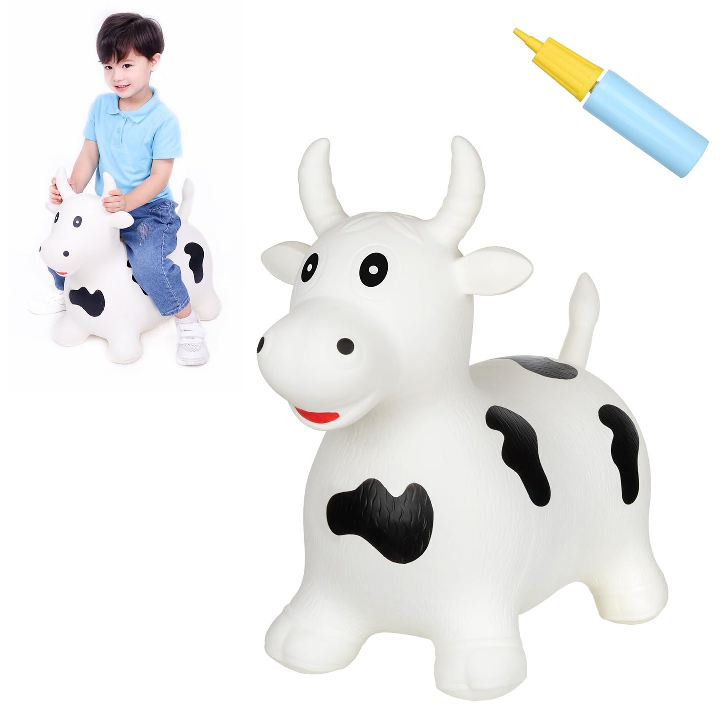 INPANY Inflatable Cow Hopper Toy – Ride-On Toddler Bouncer for Kids Aged 1–2