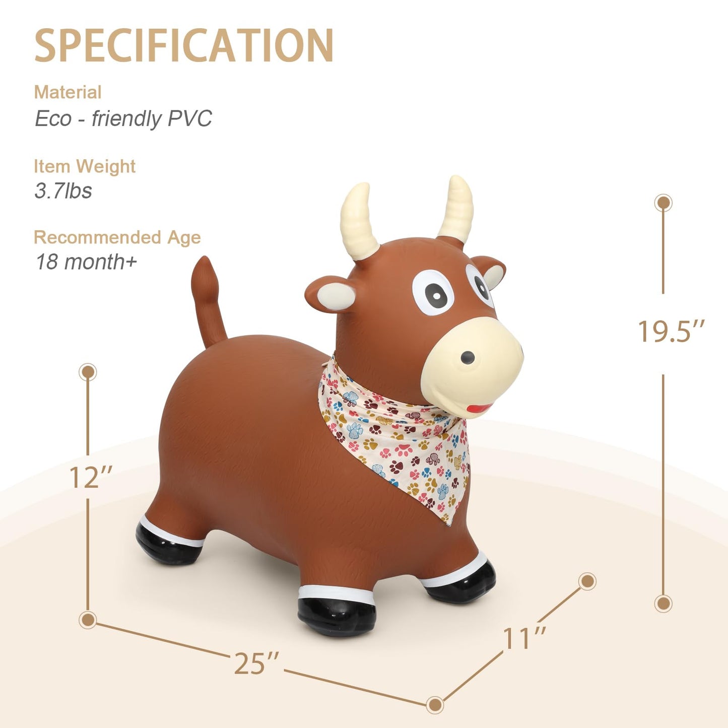 INPANY Bouncy Bull Farm Animal Hopping Toys – Toddler Cow Hopper & Horse Jumping Toy