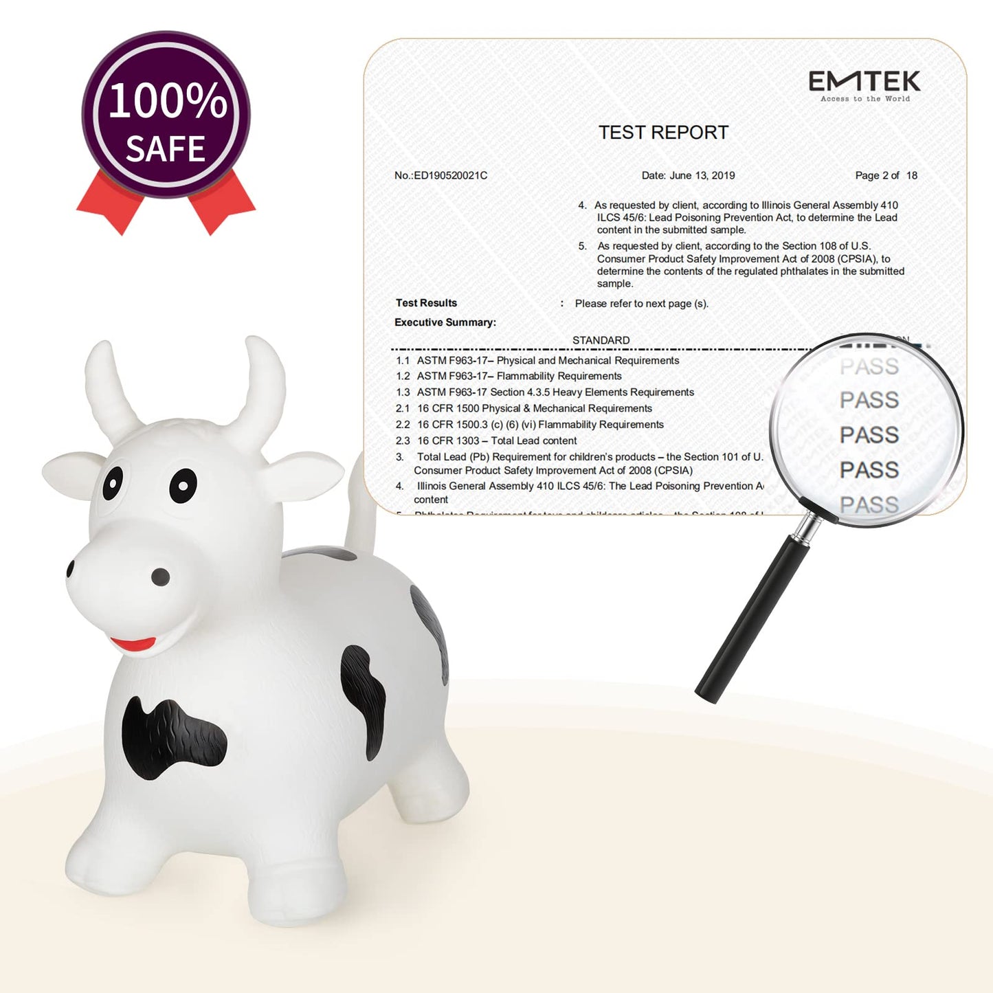 INPANY Inflatable Cow Hopper Toy – Ride-On Toddler Bouncer for Kids Aged 1–2