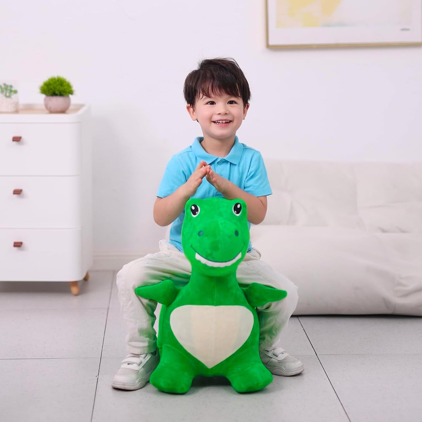 INPANY Bouncy Dinosaur Hopper Toy for Toddlers – Plush Ride-On Dino for Indoor & Outdoor Fun