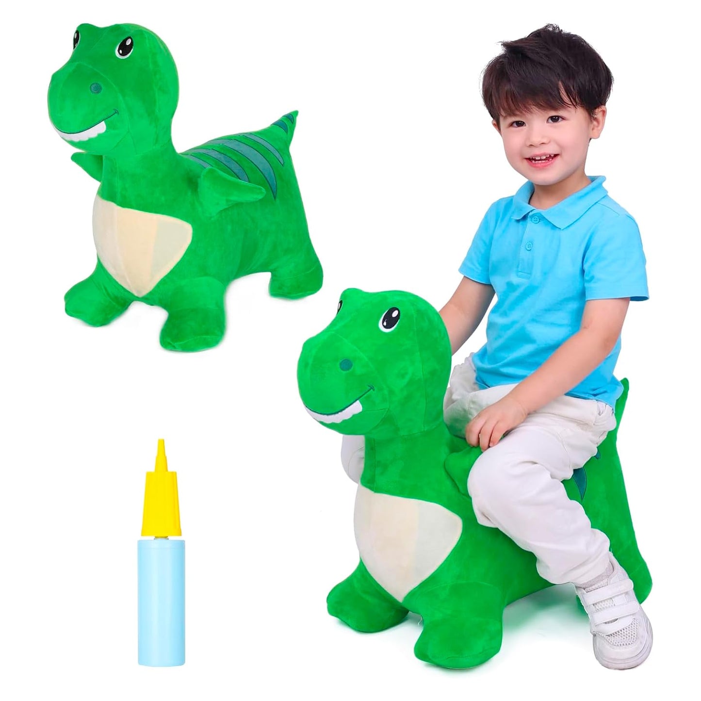 INPANY Bouncy Dinosaur Hopper Toy for Toddlers – Plush Ride-On Dino for Indoor & Outdoor Fun