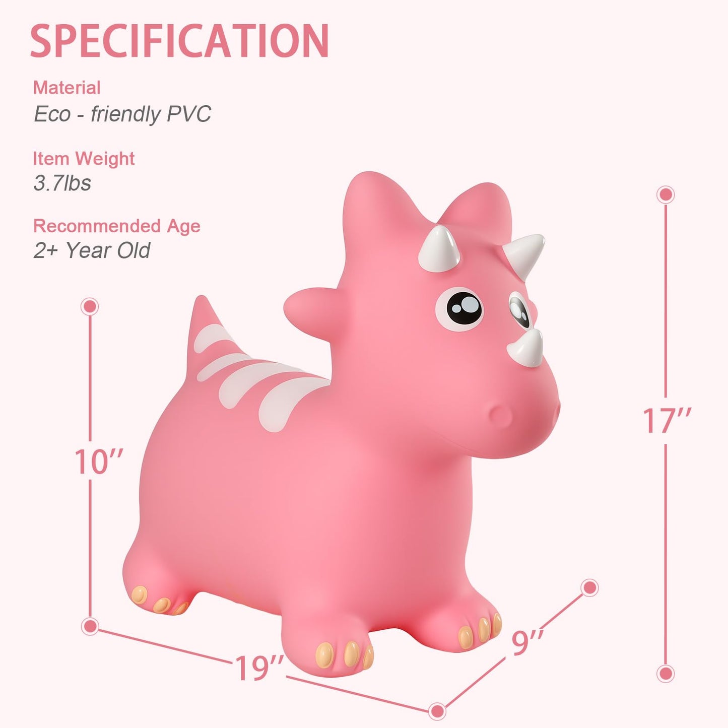 INPANY Bouncy Horse & Dinosaur Hopper — Inflatable Toddler Ride-On for Indoor & Outdoor Fun