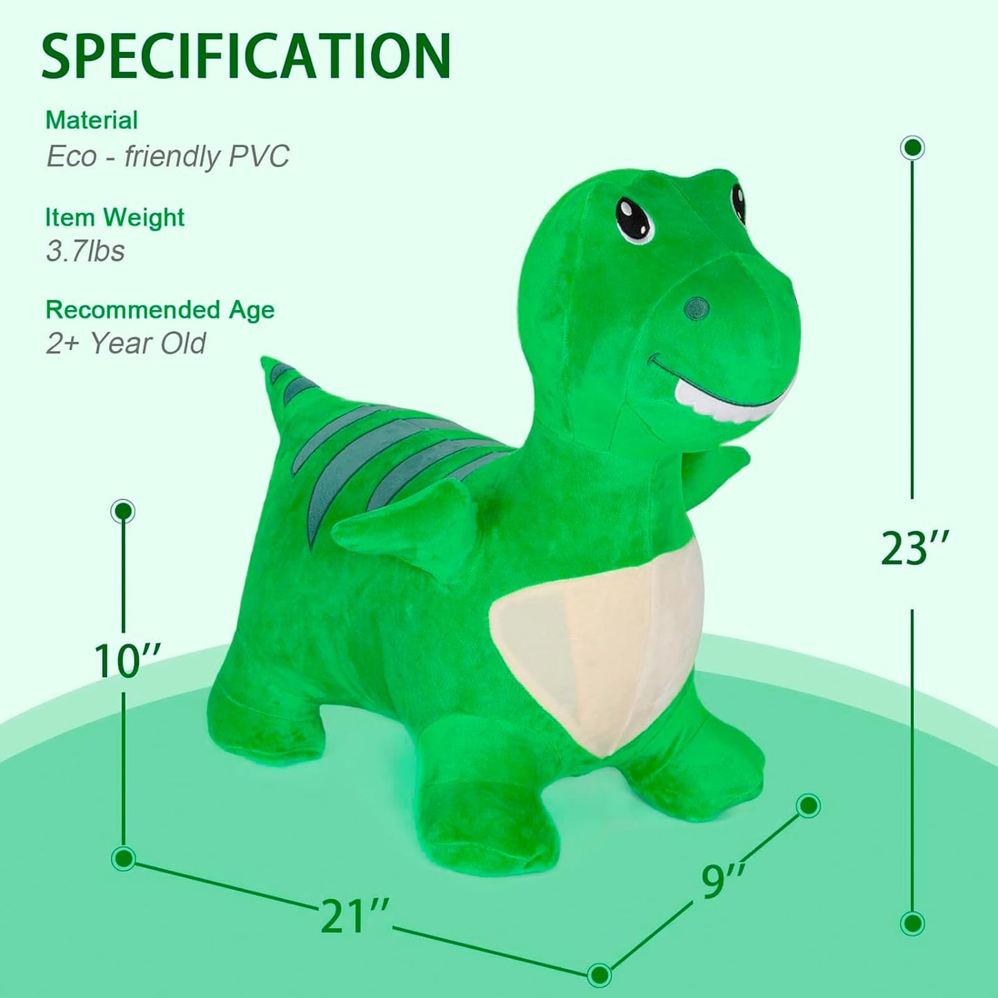 INPANY Bouncy Dinosaur Hopper Toy for Toddlers – Plush Ride-On Dino for Indoor & Outdoor Fun