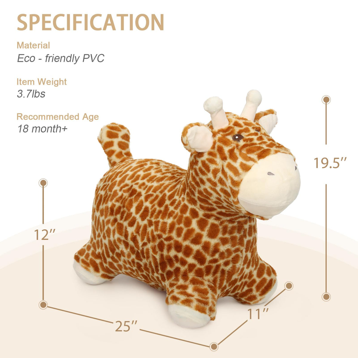 INPANY Bouncy Horse & Giraffe Hopper Toys for Toddlers – Plush Ride-On Jumping Buddies