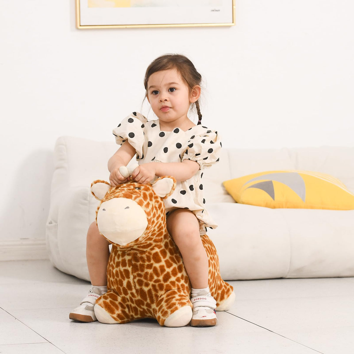 INPANY Bouncy Horse & Giraffe Hopper Toys for Toddlers – Plush Ride-On Jumping Buddies