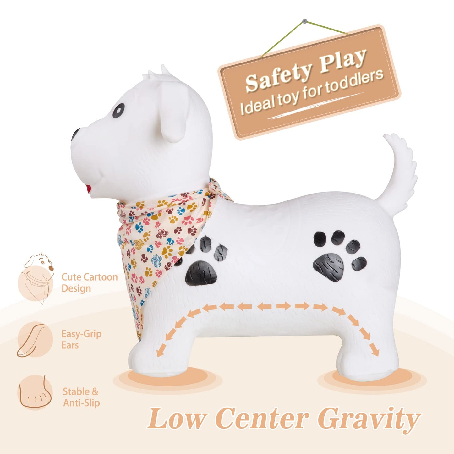 INPANY Bouncy Dog Hopper Toy for Toddlers – Indoor/Outdoor Ride-On Animal