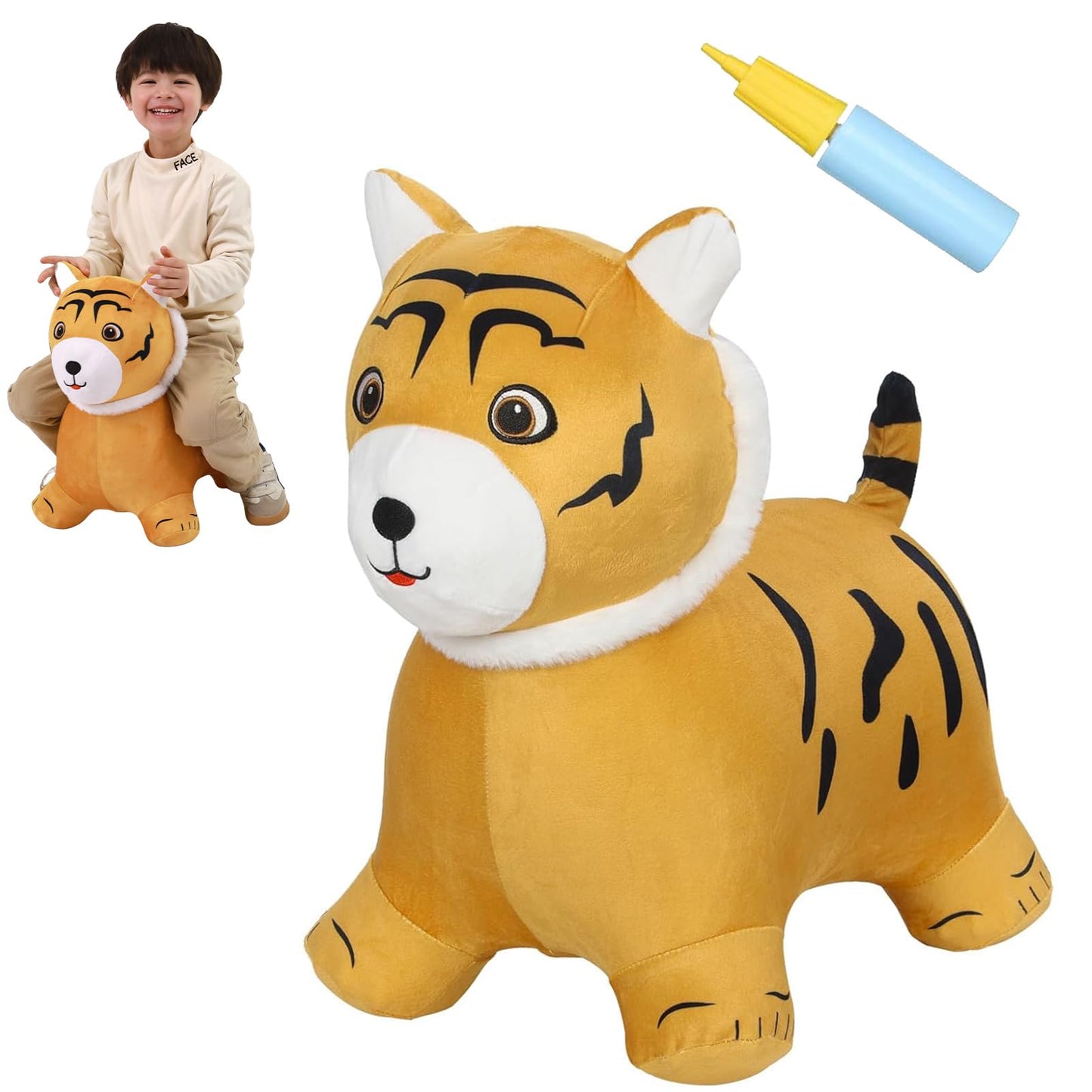 INPANY Tiger Bouncy Hopper Toy – Plush Ride-On for Toddlers